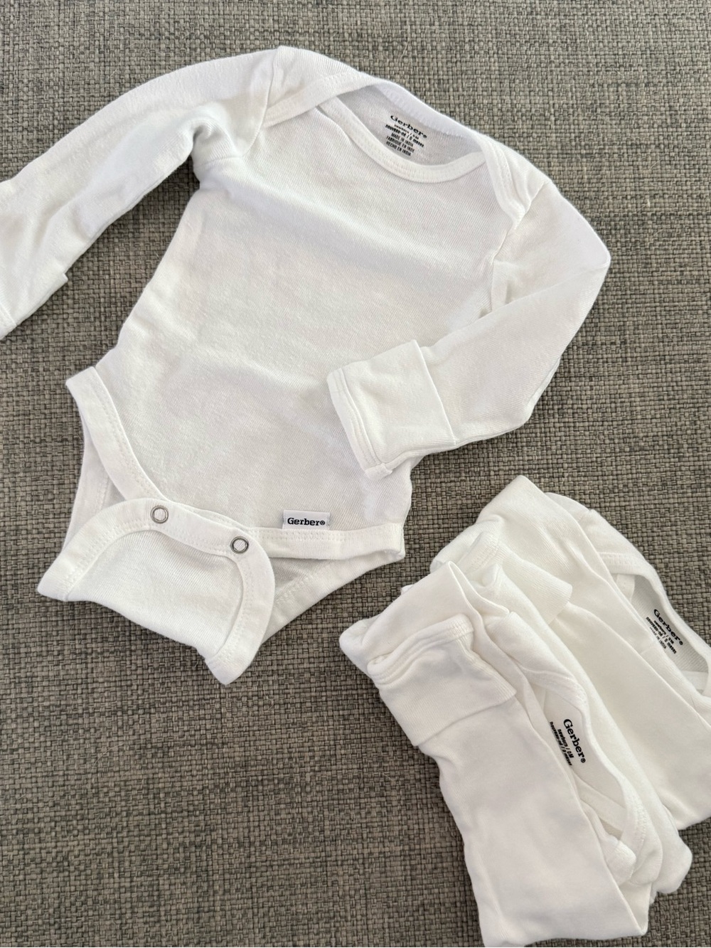 Gerber White Long-Sleeve Baby One-Piece Bodysuits - Pack of 3